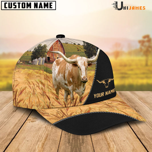 Uni Texas Longhorn Barn Farm Black Customized Name Cap