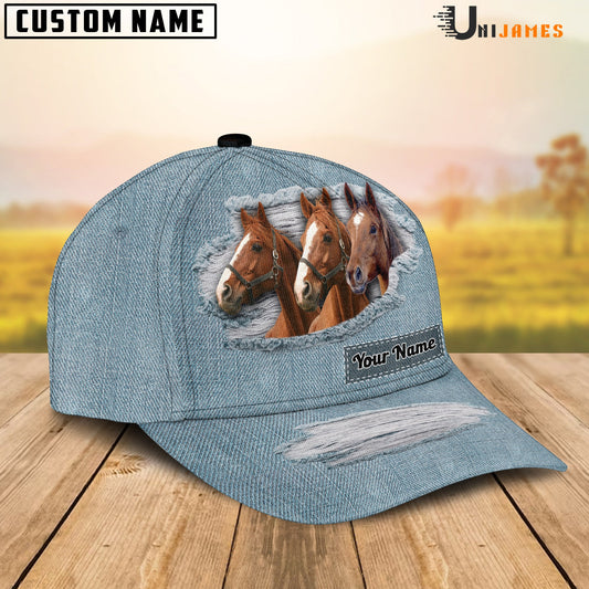 Uni Brown Horse Jeans Style Pattern Customized Name Cap