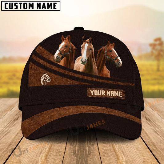 Uni Horse Farm Leather Pattern Customized Name Cap