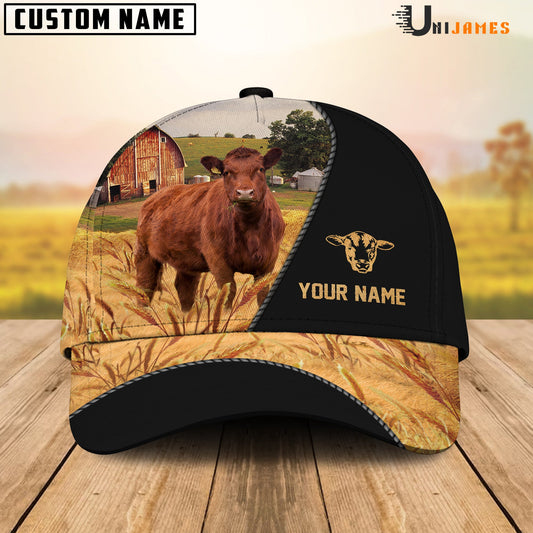 Uni Red Angus Barn Farm Black Customized Name Cap