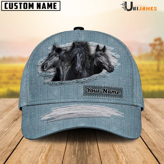 Uni Black Horse Jeans Style Pattern Customized Name Cap