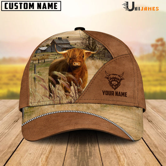 Uni Highland Cattle Personalized Name Brown Farm Cap