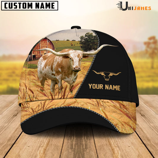 Uni Texas Longhorn Barn Farm Black Customized Name Cap