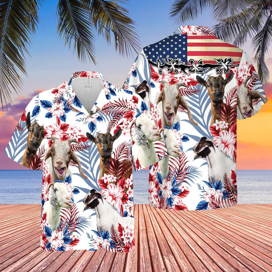 Unique United States Flag Hawaiian Theme For Goat Lovers All 3D Printed Hawaiian shirt