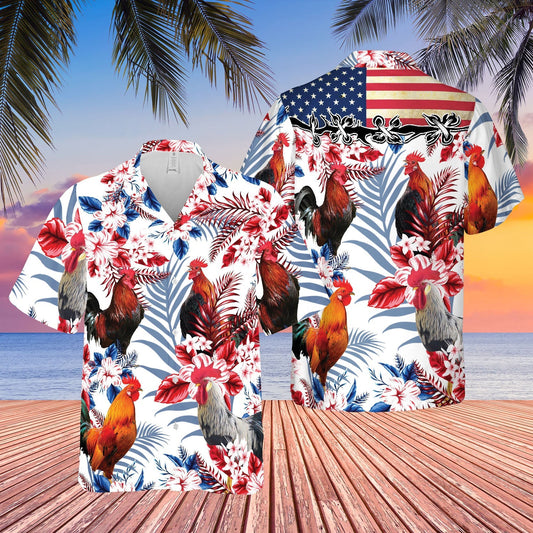Unique United States Flag Hawaiian Theme For Chicken Lovers All 3D Printed Hawaiian shirt