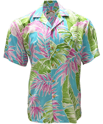 UniJames Cabana Palms - Aqua Short Sleeve Hawaiian Shirt