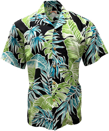 UniJames Cabana Palms - Black Short Sleeve Hawaiian Shirt