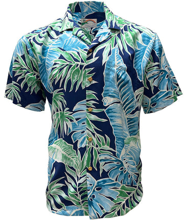 UniJames Cabana Palms - Navy Short Sleeve Hawaiian Shirt