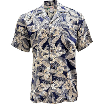 UniJames Hibiscus Twilight - Beige Short Sleeve Hawaiian Shirt