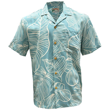 UniJames Taro Leaf - Aqua Short Sleeve Hawaiian Shirt