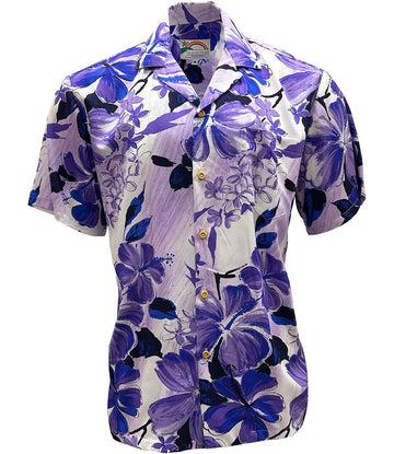 UniJames Watercolor Hibiscus - Purple Short Sleeve Hawaiian Shirt
