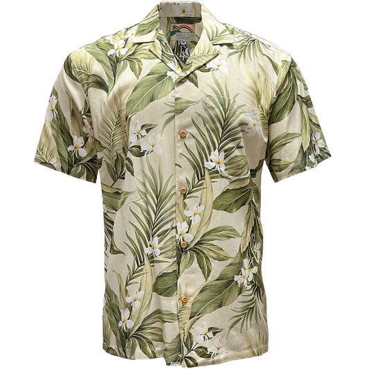 UniJames White Ginger - Khaki Short Sleeve Hawaiian Shirt