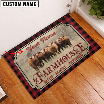 Uni Simmental Faith Family Farming Custom Name Doormat