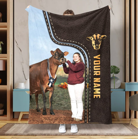 Uni Personalized Name Custom Image of Charlene Walker Leather Pattern Blanket