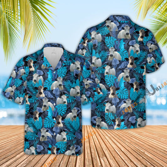 Uni British White Leaf Pattern Hawaiian Shirt