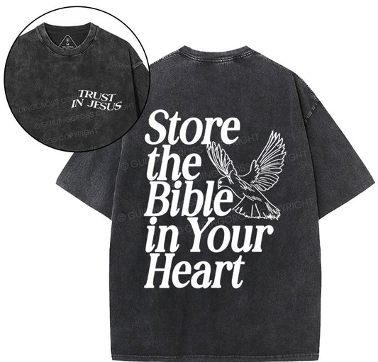 Store The Bible In Your Heart Christian Washed t-sHIRT Sale - GuidingCross