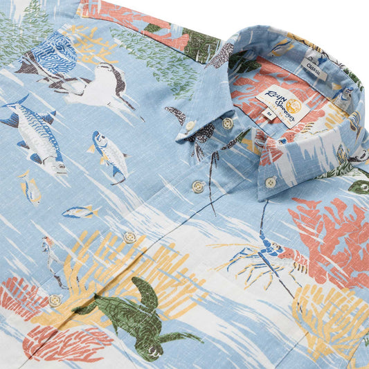 UniJames Florida Keys - Dusty Blue Short Sleeve Hawaiian Shirt