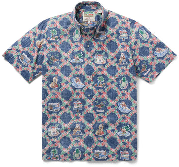 UniJames Hawaiian Christmas - Navy Short Sleeve Hawaiian Shirt