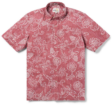UniJames Hawaiian Gardenias - Faded Ginger Short Sleeve Hawaiian Shirt