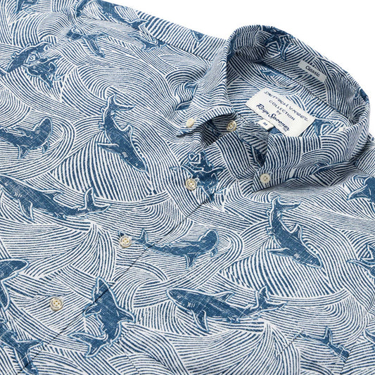 UniJames Mano - Navy Short Sleeve Hawaiian Shirt