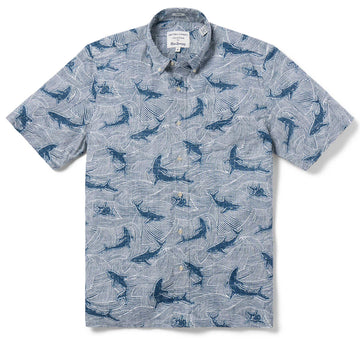 UniJames Mano - Navy Short Sleeve Hawaiian Shirt