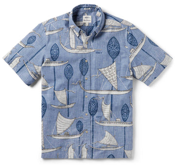 UniJames South Pacific Voyagers - Infinity Blue Short Sleeve Hawaiian Shirt