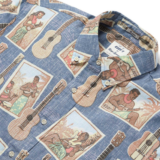 UniJames Strummer's Paradise - Blue Short Sleeve Hawaiian Shirt