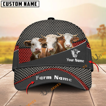 Uni Simmental Black Metal Customized Name And Farm Name Cap