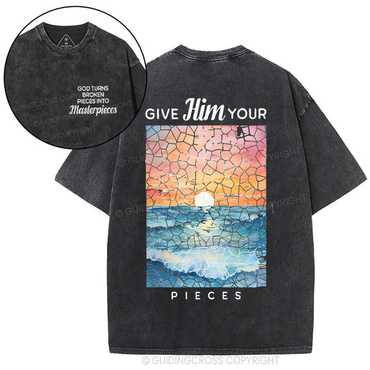 God Turns Broken Pieces Into Masterpieces Christian Washed T-Shirt Sale - GuidingCross