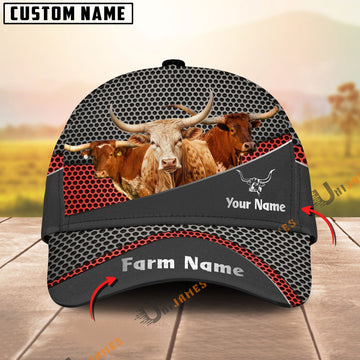 Uni Texas Longhorn Black Metal Customized Name And Farm Name Cap