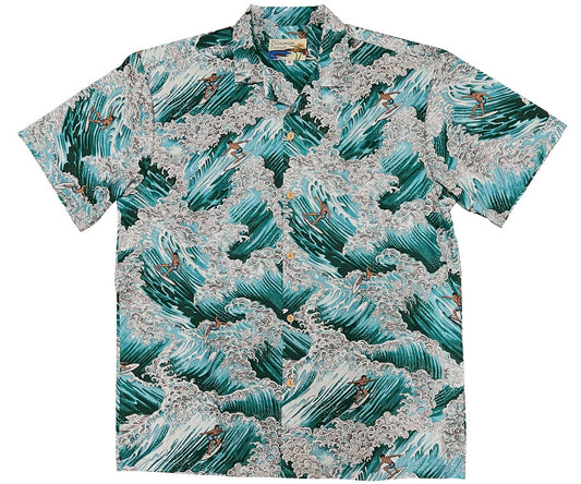 UniJames Surfer - Turquoise Short Sleeve Hawaiian Shirt