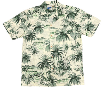 UniJames Waikiki Beach - Green Short Sleeve Hawaiian Shirt