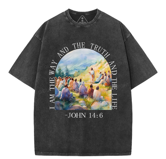 I Am The Way And The Truth Christian Washed T-Shirt Sale - GuidingCross