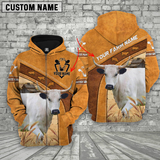 Uni Personalized Name 3D British White Park Hoodie