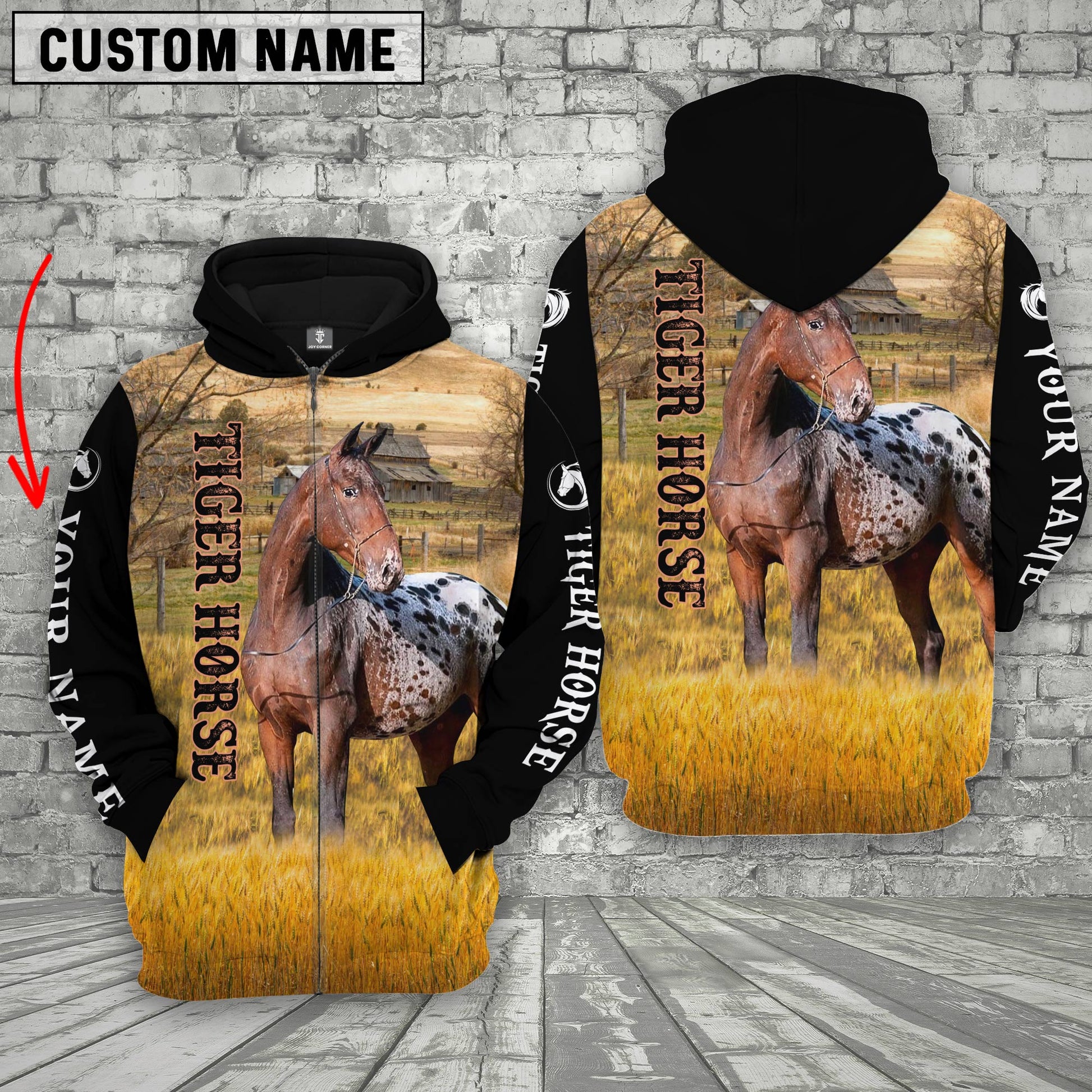 Uni Personalized Name Tiger Horse House On The Farm 3D Hoodie