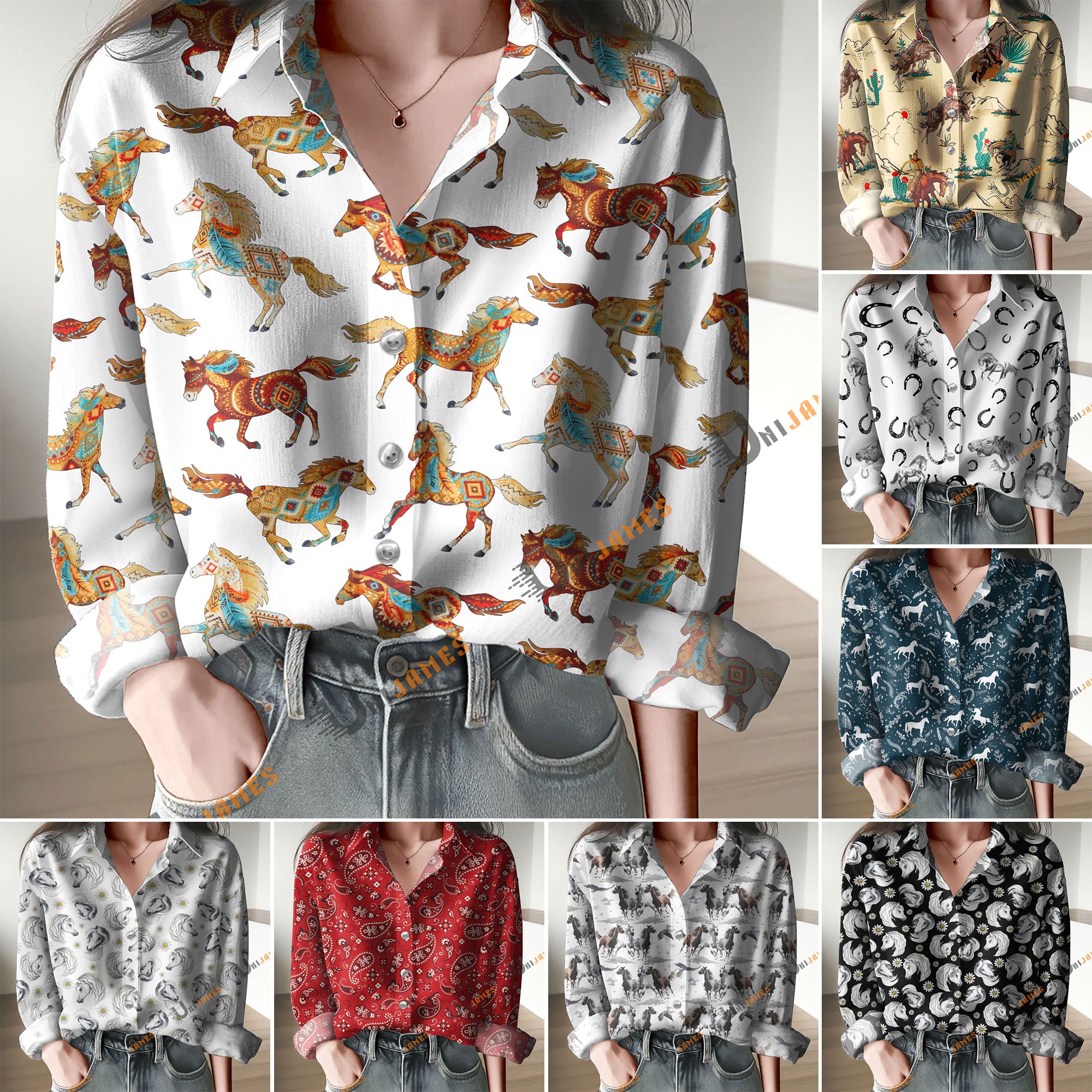 Horse Pattern Casual Shirt – UniJames