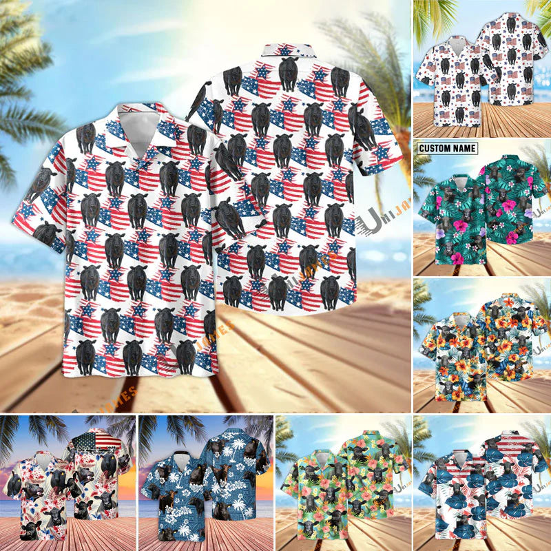 Uni Cattle Flag Happy 3D Hawaiian Shirt