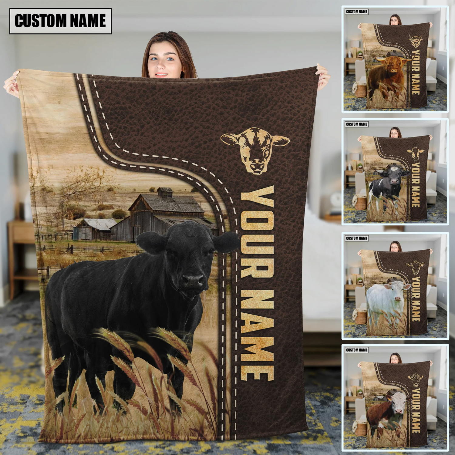 Uni Personalized Name Cattle Blanket