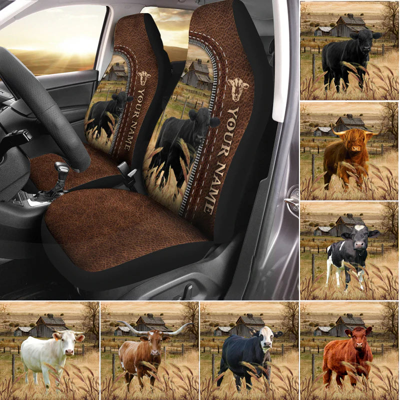 Uni Cattle Farm Leather Pattern Seat Covers (2PCS)