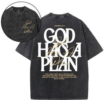 God Has A Plan Christian Washed T-Shirt Sale - GuidingCross