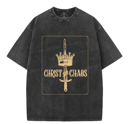 Christ Or Chaos Christian Washed TShirt  