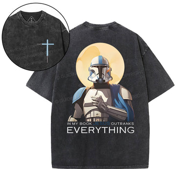 In My Book Jesus Outranks Everything Christian Washed T-Shirt Sale - GuidingCross