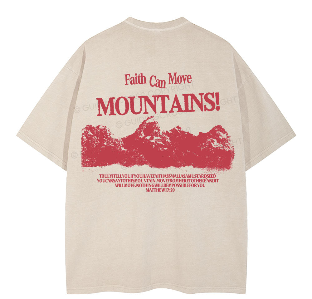 Faith Can Move Mountain Christian Washed TShirt  