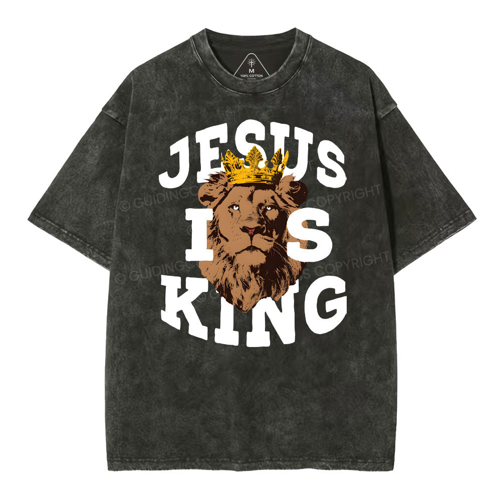 Jesus Is King Christian Washed TShirt  