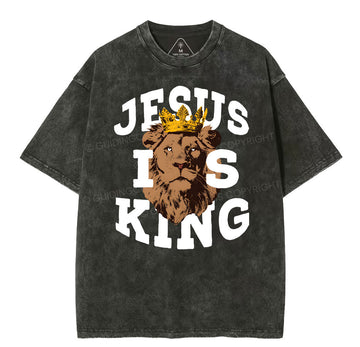 Jesus Is King Christian Washed TShirt  