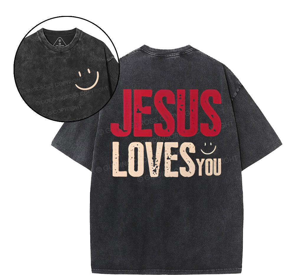 Jesus Loves You Christian Washed T-Shirt Sale - GuidingCross