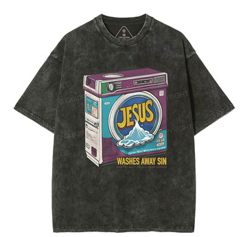 Jesus Washed Away Sin Chirstian Washed T-Shirt Sale - GuidingCross