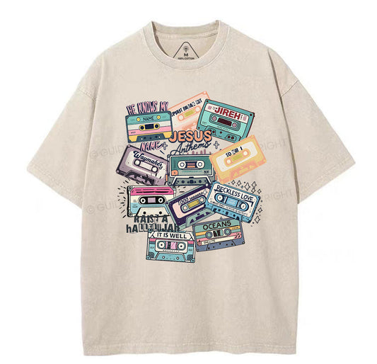 Jesus Songs Christian Washed T-Shirt Sale - GuidingCross