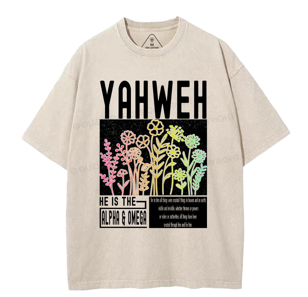 Yahweh Flower Christian Washed TShirt  