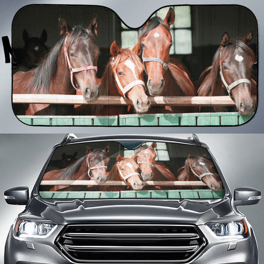 Uni Horses With Fence All Over Printed 3D Sun Shade